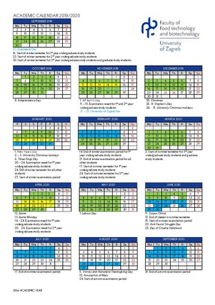 Academic calendar 2019-20