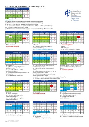 Kalendar za akademsku godinu 2019-2020