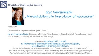 POZIV NA PREDAVANJE „ Microbial platforms for the production of nutraceuticals"
